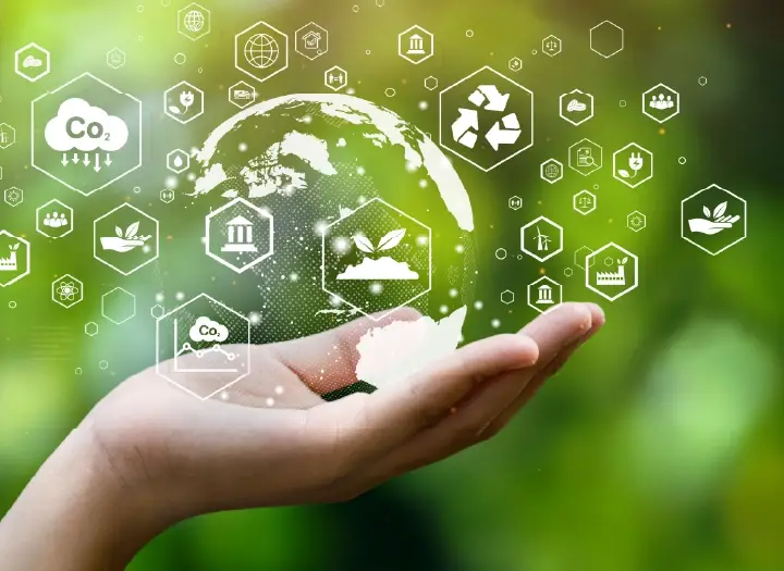 An image of a hand showing ATC's remanufacturing commitment to sustainability